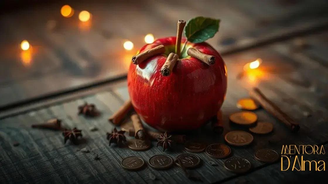 Maçã decorada com cravos, canela e moedas: um toque especial para sua decoração Maçã decorada com cravos, canela e moedas: um toque especial para sua decoração