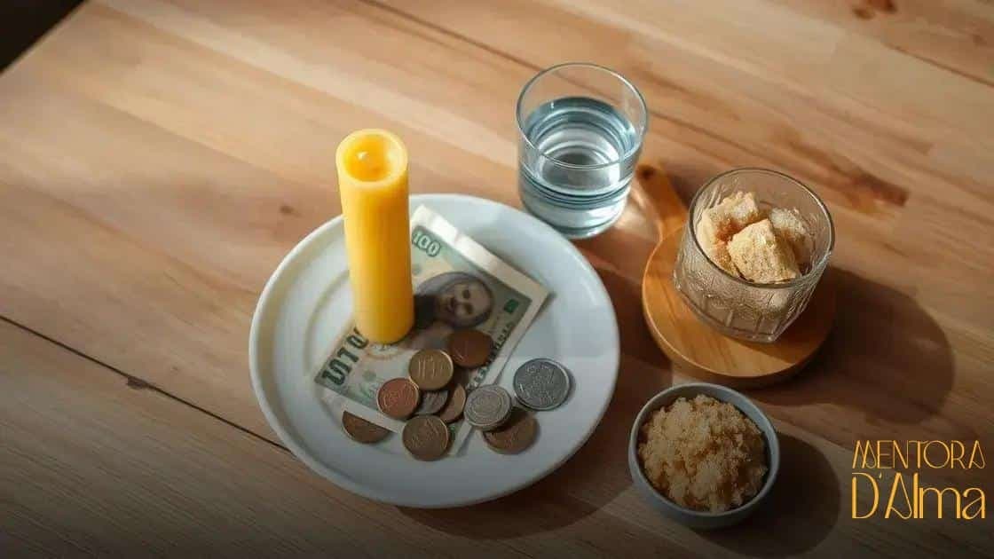 Prato branco com vela amarela, nota, moeda, água e açúcar mascavo: descubra o significado oculto Prato branco com vela amarela, nota, moeda, água e açúcar mascavo: descubra o significado oculto